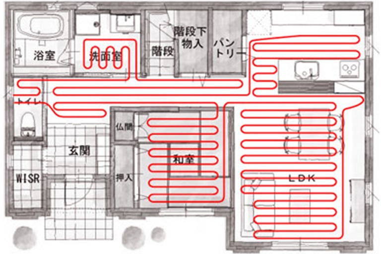 横浜市の健康住宅の温水床暖房